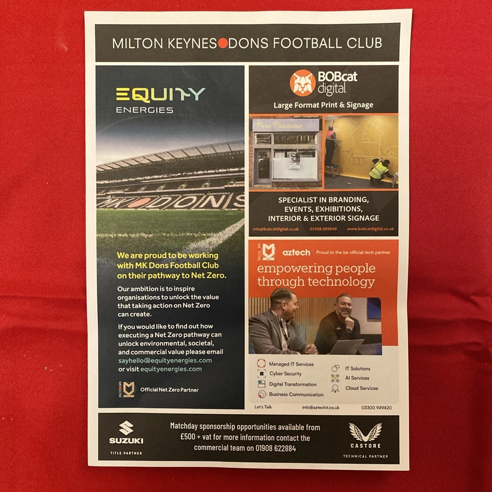 MK Dons vs Crewe Alexandra Teamsheet - Image 2 of 2