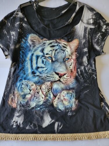 Caballo Women's Embelished Tiger Print XL T-Shirt