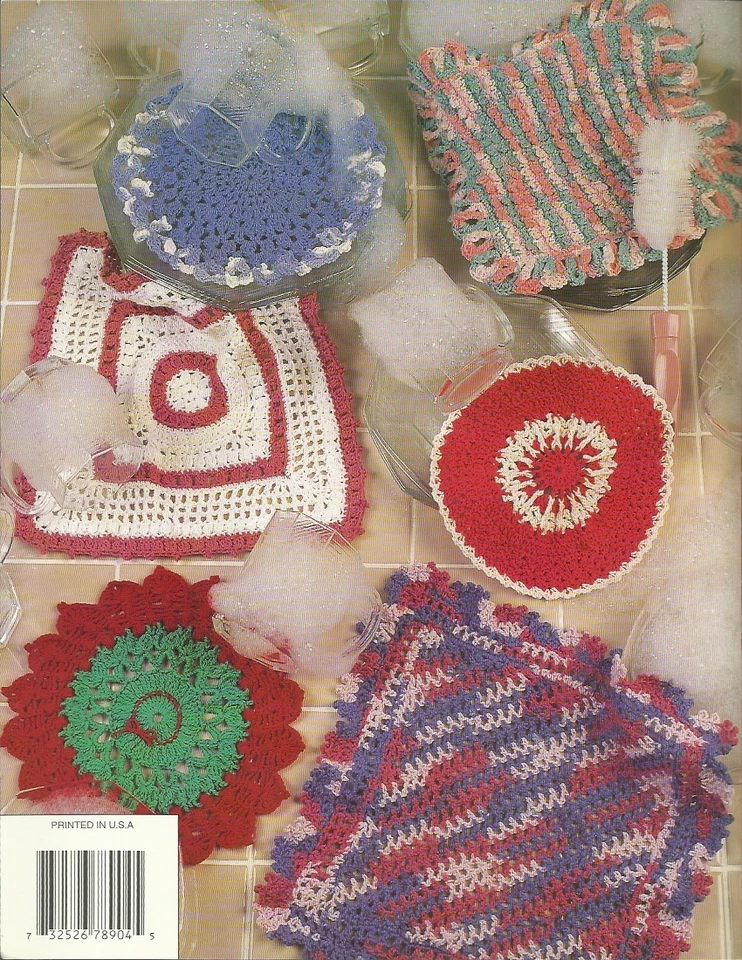Crochet Rub a Dub Dishcloths Annie Potter Patterns Instructions Book 1995 NEW - Image 2 of 2