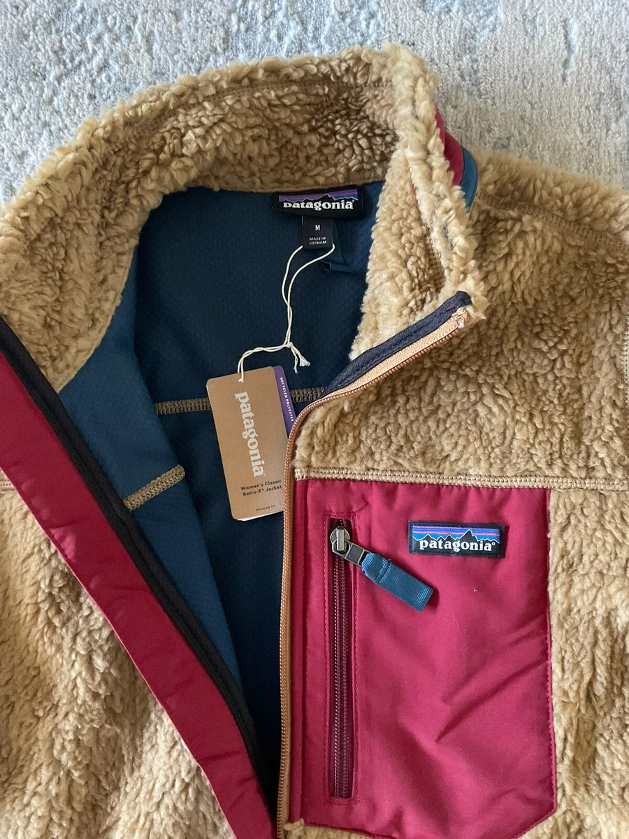 🌟NWT Patagonia Women's Classic Retro-X Fleece Jacket , Nest Brown/Wax Red, Sz M