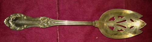 International Silver Wild Rose 1948 Sterling Silver Pierced Spoon 8 1/4 in