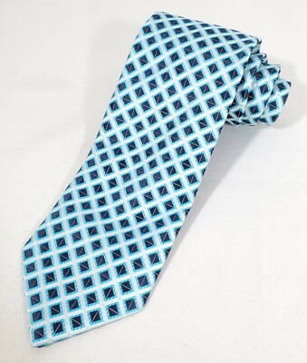 New Giorgio Brutini Preppy Neck Tie Polyester Navy on Blue Diamond  NWOT