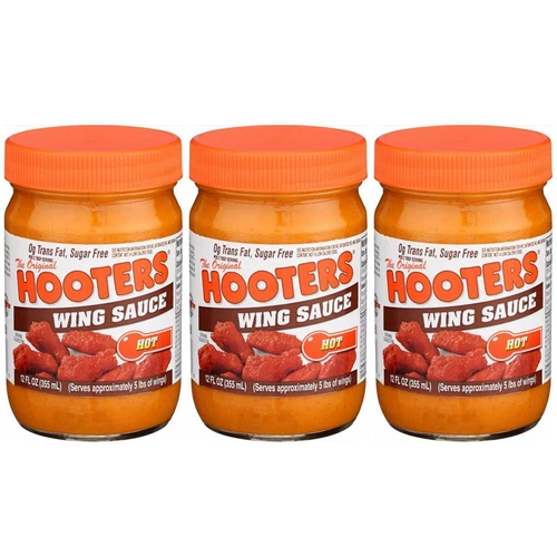 3 Pack Hooters HOT Wing Sauce 12 oz Buffalo Jars Thrill On The Grill Condiment