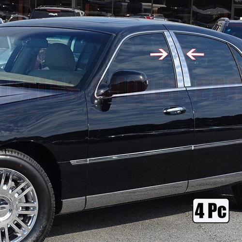 1998-2011 Lincoln Town Car Chrome 4Pc Pillar Post Trim Stainless Steel Door | UK