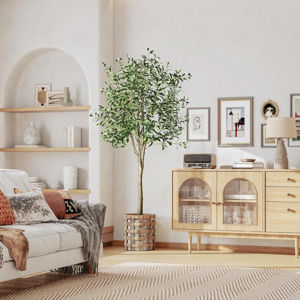 6FT Artificial Olive Tree 180cm Tall Faux Olive Plants Potted Olive Silk Tree UK - Image 4 of 4