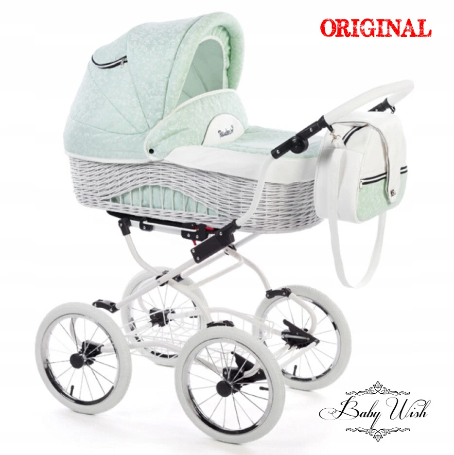 SCARLETT Wicker,Pram Baby Fashion 2in1, STROLLER + FREE RAIN COVER, UK RETURN