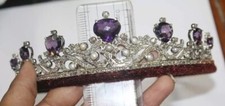 10.75ct Rose cut Diamond 925 Sterling Silver amethyst pearl wedding tiara Crown