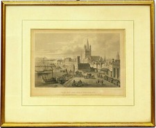 Stahlstich Köln Groß St. Martin um 1840 J. M. Kolb nach G. Osterwald 33 x 27 cm