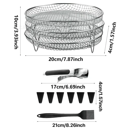 3 Layer Air Fryer Rack 304 Stainless Steel Dehydrator Rack Basket Tray for Ninja - Picture 8 of 8