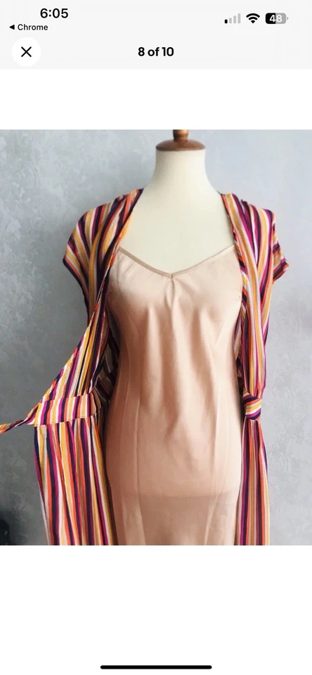 NUEVO TRINA TURK Multicolor California Rayas Soñar Chiapas Vestido Envolvente Talla 12 Foto 4 de 4