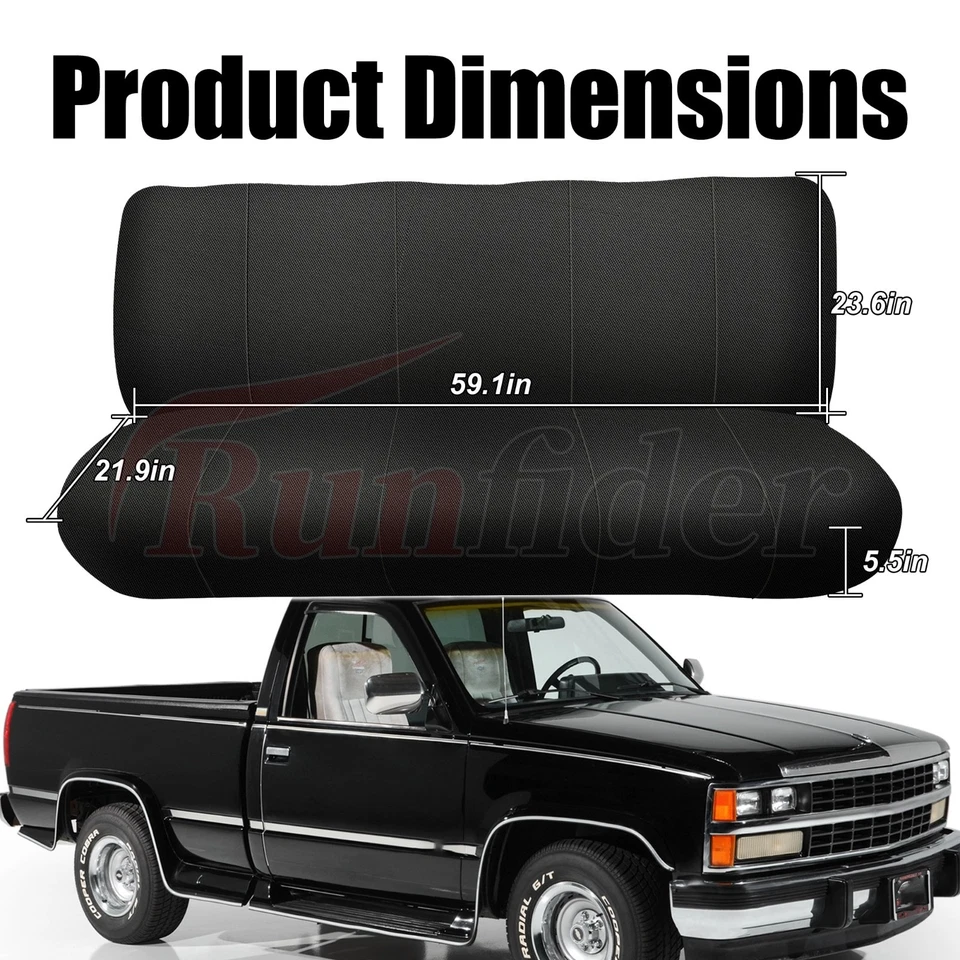 Formed Bench Seat Covers for Chevy C/K 1973-1999, Front Solid Bench No Headrests Foto 3 de 4