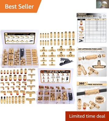 78 Pcs Brass Air Fittings Kit - NPT Thread & Push-to-Connect Assortment