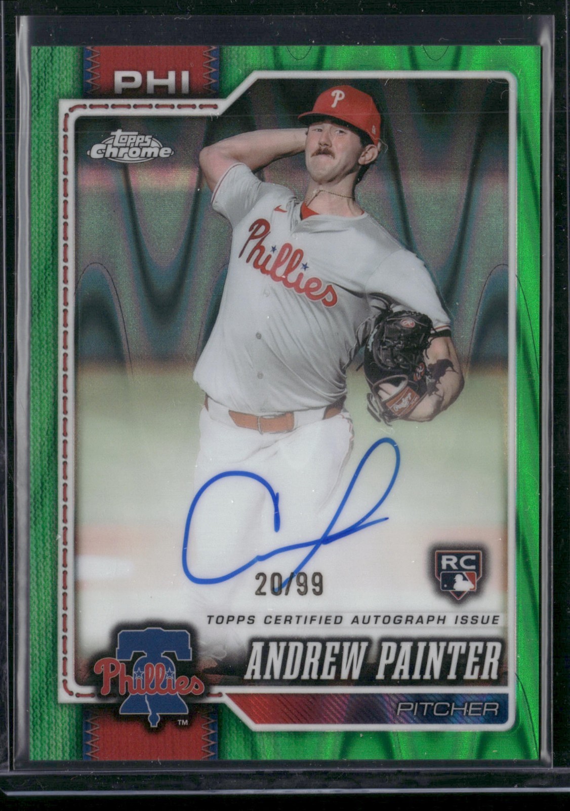 Andrew Painter 2026 Topps Chrome RA-AP RC Green Raywave Auto /99 Phillies