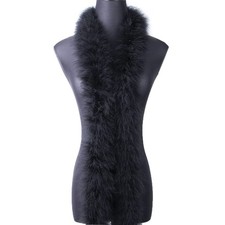 2 Yards 50g Black Fluffy Marabou Feather Boa for DIY Craft Sewing Trim Home W...