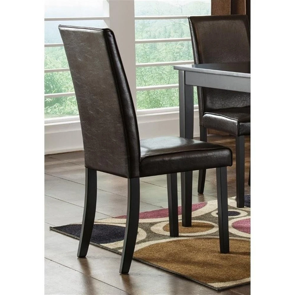 Ashley Kimonte Faux Leather Dining Side Chair in Brown (Set of 2) Foto 2 de 2