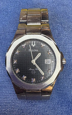 Bulova Marine Star Stainless Steel Watch Black Dial Diamond Markers Date NEW BAT