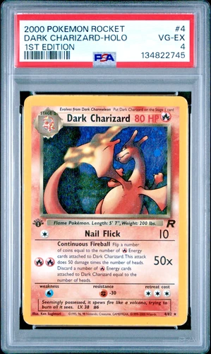 1ST EDITION PSA 4 2000 Pokemon Team Rocket Dark Charizard 4/82 Holo Foil Rare