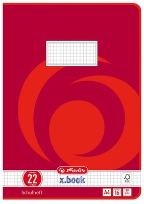 herlitz Schulheft x.book DIN A4 Lineatur 22 / kariert
