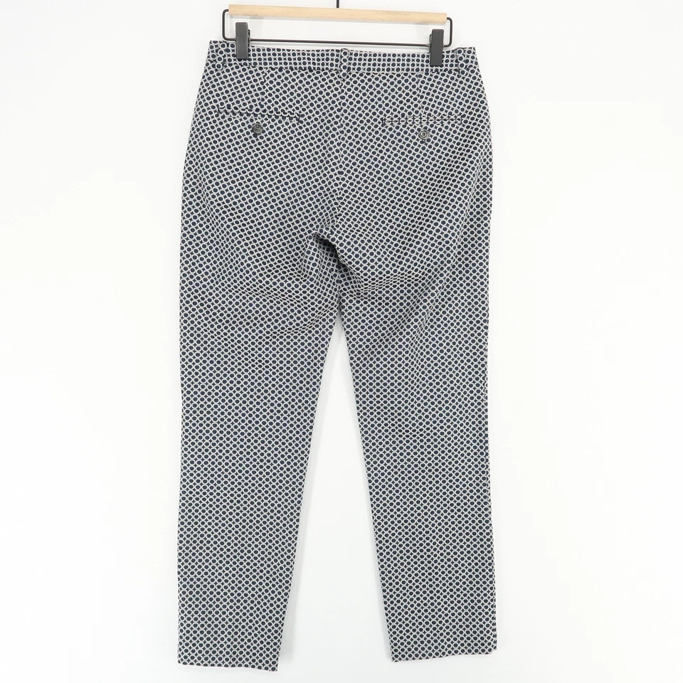 MaxMara 周末裤女式 10 码蓝色白色修身香烟弹力几何图案 — 第 2/4 张图片