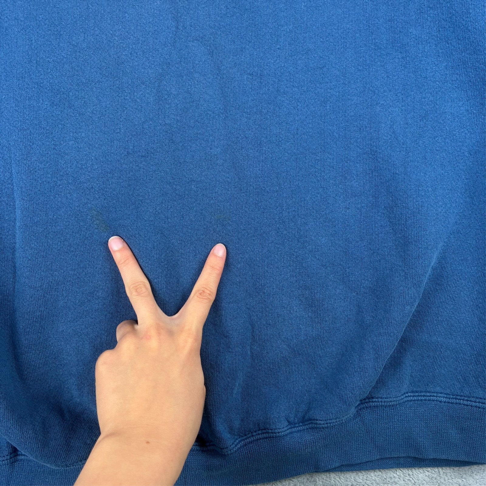 Vintage Nike 1990's Blue Mini Swoosh Oversized Large USA Heavyweight Sweatshirt image 7