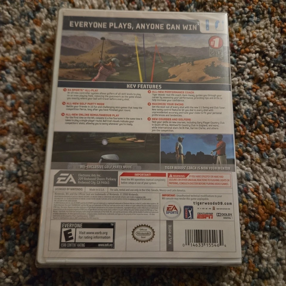 Wii Tiger Woods PGA Tour 09 All Play EA Sports Nintendo ESPN Factory Sealed  - Image 2 of 2
