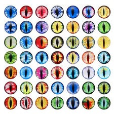 100Pcs 18mm Glass Dragon Eyes Flatback Doll Eyes, Green Purple Yellow Mixed