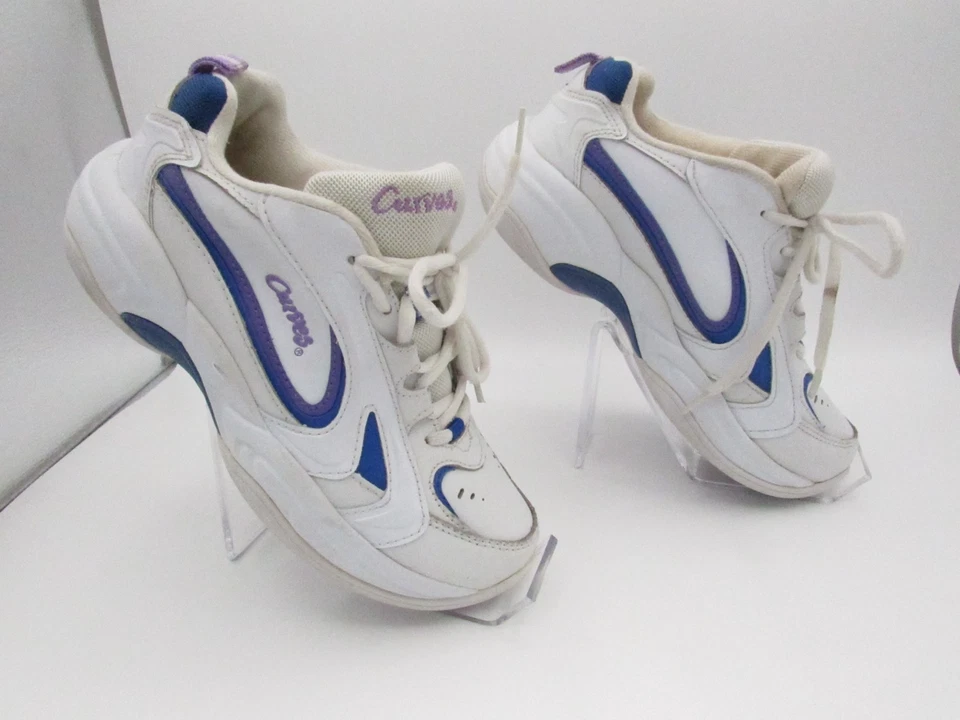 Curves 2225 Mujer Zapatos para Correr Talla 7 Cuero Blanco Tenis Con Cordones Foto 2 de 4