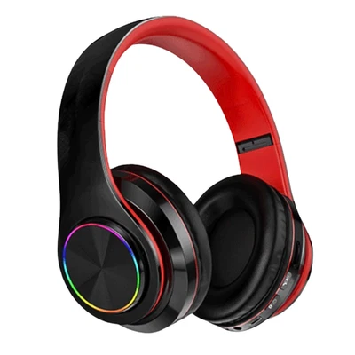 PINGUIN-88 Bluetooth Kopfhörer On-Ear Kabellos Faltbar Headset 5.2 Bass Schwarz Rot
