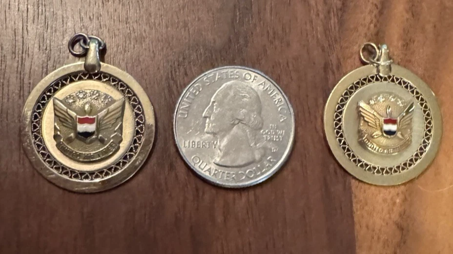 Pair United Airlines 12K GF Service Medallions w/ 8 Diamonds Vintage UAL - Image 3 of 4