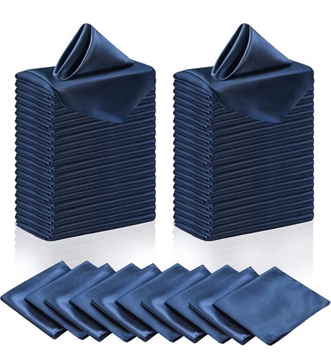 Napkins, Cloth Dinner Table Silk Napkin Linens - 20 Inches Square Shiny Satin