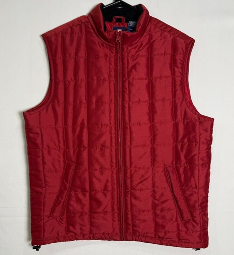 Chaps Men’s Large Red Quilted Puffer Vest Full Zip Sleeveless Jacket