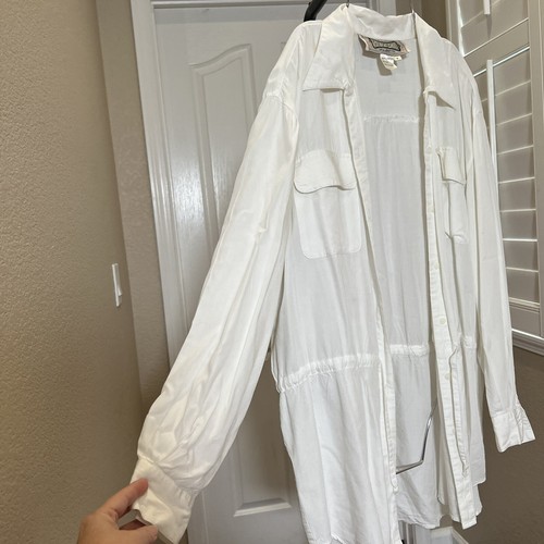 HYPE white collared button up drawstring pockets blouse women’s tunic style L - Picture 10 of 15