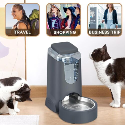 Automatic Cat Feeder and Water Dispenser with Stainless Steel Bowl - Picture 7 of 35