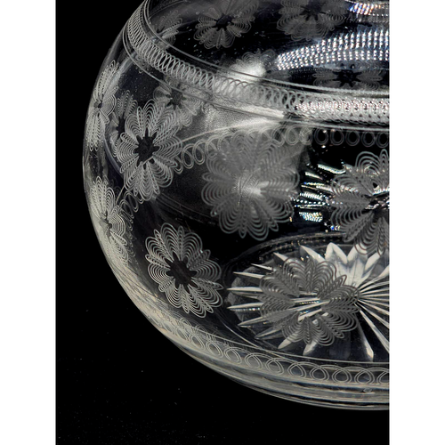Antique Needle Etched Glass Water Jug, Intricate Design, Late 19th Cen.,1890's - Picture 6 of 8