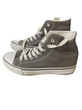 ZGR Womens High Top Canvas Sneakers,Lace-up Shoes,Casual 8W/6M, Gray