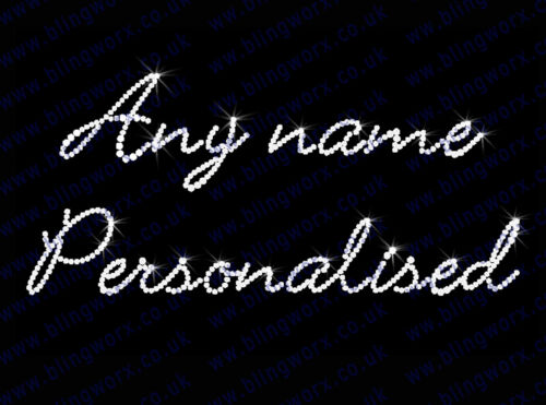 S1 PERSONALISED Rhinestone Transfer Beautiful Diamante Name Iron on CUSTOM BLING - Picture 2 of 5