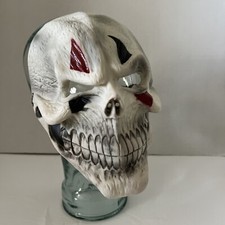Rubber Mask Monster Teeth Horns Devil Skeleton Red And Black Horns Halloween