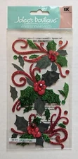 Jolee's Christmas Red & Green Glitter Flourishes & Holly Scrapbooking Stickers