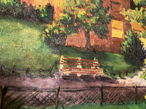 ORIGINAL ÖLGEMÄLDE "AUS MEINEM FENSTER" 1956 - 12 X 16 AUF LEINWANDTAFEL - Bild 3 von 4