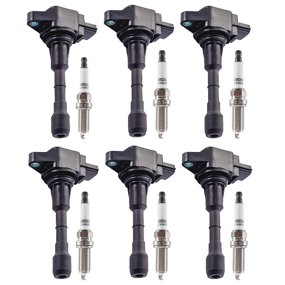 Bdfhyk Ignition Coil Pack Uf617 and Iridium Spark Plugs 90174 Compatible with Nissan 370Z Infiniti FX37 G37 M37 Q40 Q50 Q60 Q70 QX70 370Z 3.7L 5.6L V6
