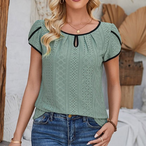 T Shirts Tops für Damen Kurzarm Rundhals Sommer Tops Bluse - Bild 12 von 42