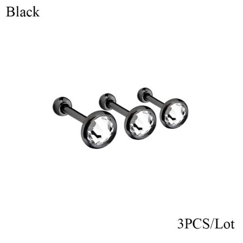 3X Ohrstecker Aus Chirurgenstahl Mit Edelsteinstab Für Tragus-Helix- ① ☇ ❃ - Bild 10 von 22