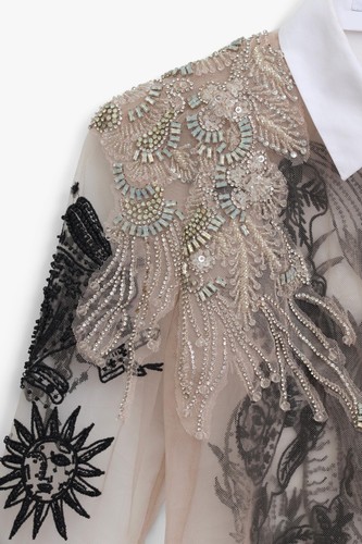 ZARA ICONS NWT EMBROIDERED TULLE SHIRT LIMITED EDITION 4344/900 SHEER TATTOO - Picture 4 of 24