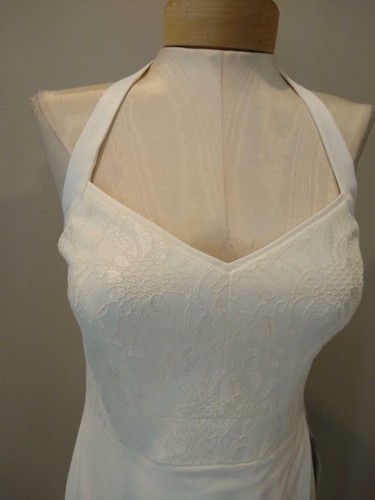 NWT $325 VINTAGE ETCETERA IVORY SATIN CREPE HALTER DRESS  sizes 0 2 4 6 8 10 12 - Picture 4 of 11