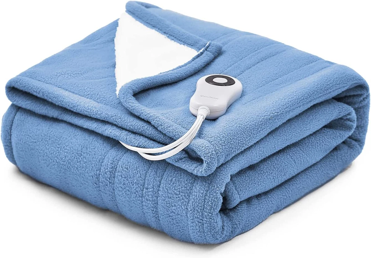 Electric Throw Blanket - 50X60 Inch Soft Light Blue Polar Fleece Sherpa  Reversib | eBay