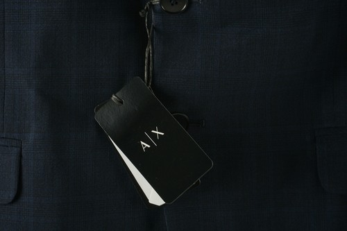$475 Armani Exchange Men's 40S Navy Blue Windowpane Performance Wool Suit Jacket - Picture 4 of 13