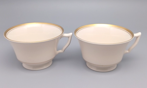 Monticello Old Ivory Syracuse China Gold Band Teacup Set of 2 - Picture 7 of 8