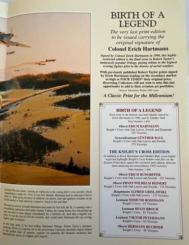 Birth of a Legend Robert Taylor Knight's Cross Edition Signed and Numbered Print - Picture 8 of 9