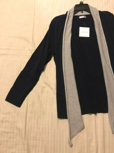 Croft&Barrow: Long Sleeve, Open Front Knit Sweater Deep Nvy w/Gray Accent, XL - Imagen 2 de 6