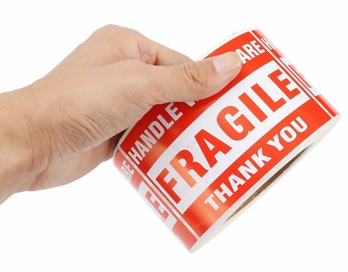 1500 Fragile Stickers 3x5 HANDLE WITH CARE Warning Shipping labels RED - 3 Rolls - Bild 3 von 4